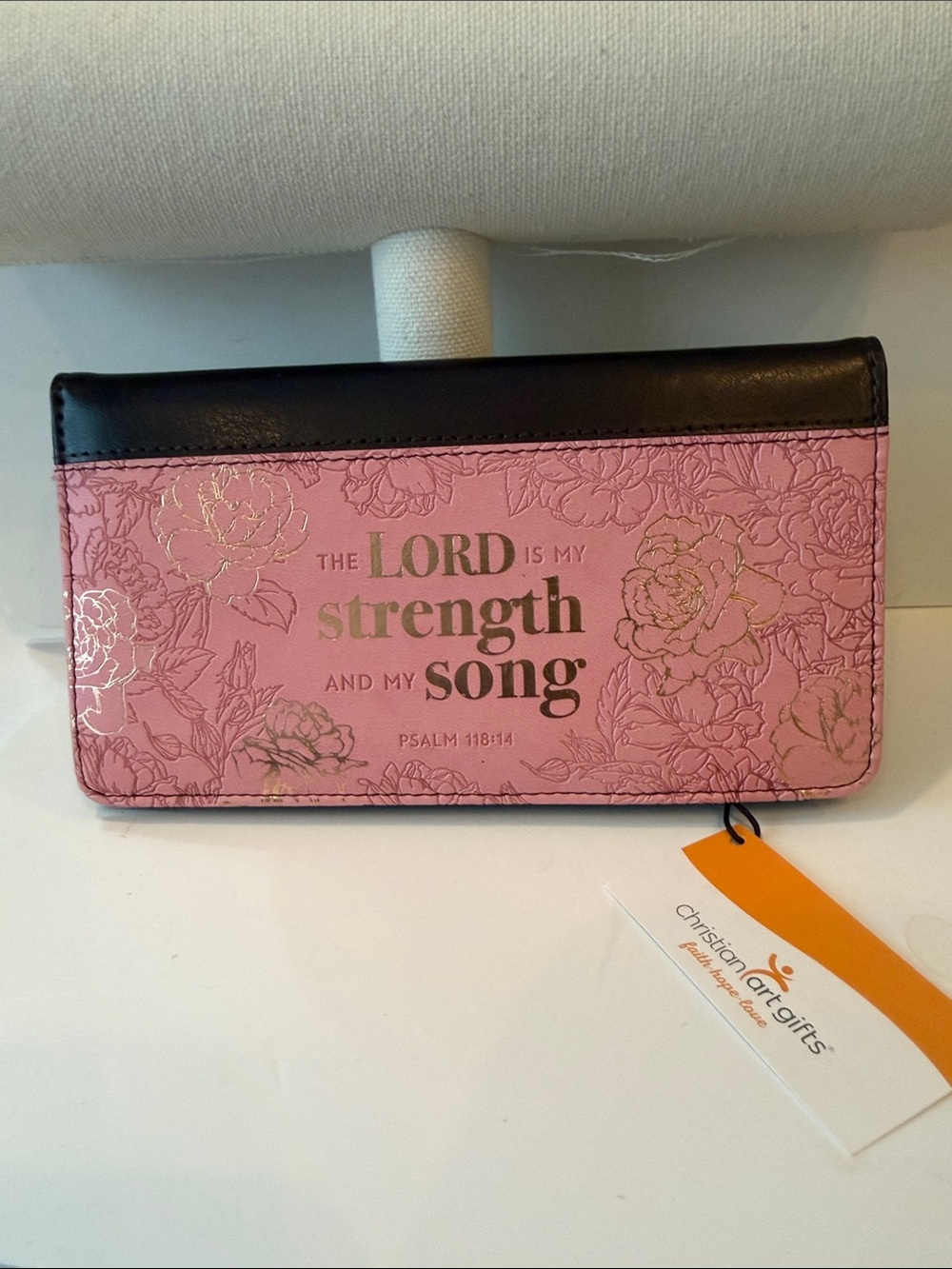 Dior Pink Floral Checkbook Cover with Black Trim
